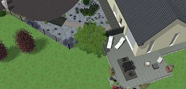 Plan 3D d'amenagement Paysager effectue par JL Concept architecte paysagiste sur Rennes, Saint-Malo et le département d'Ille et Vilaine