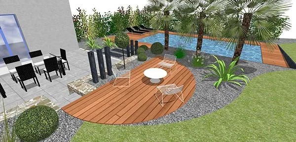 Plan 3D d'amenagement Paysager effectue par JL Concept architecte paysagiste sur Rennes, Saint-Malo et le département d'Ille et Vilaine